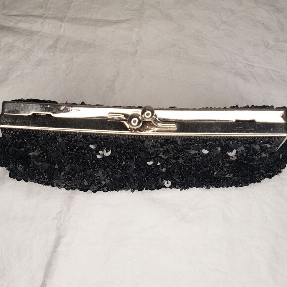 Black Beaded Evening Clutch Purse - Picture 9 of 11
